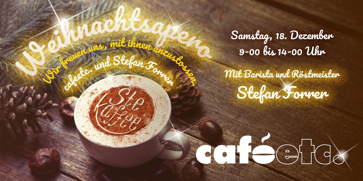 Weihnachtsapero bei cafeetc. am 18. Dezember 2021 mit Röstmeister Stefan Forrer als Barista.